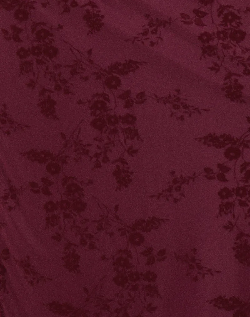 Shaleed Dress in Botanical Flower Maroon