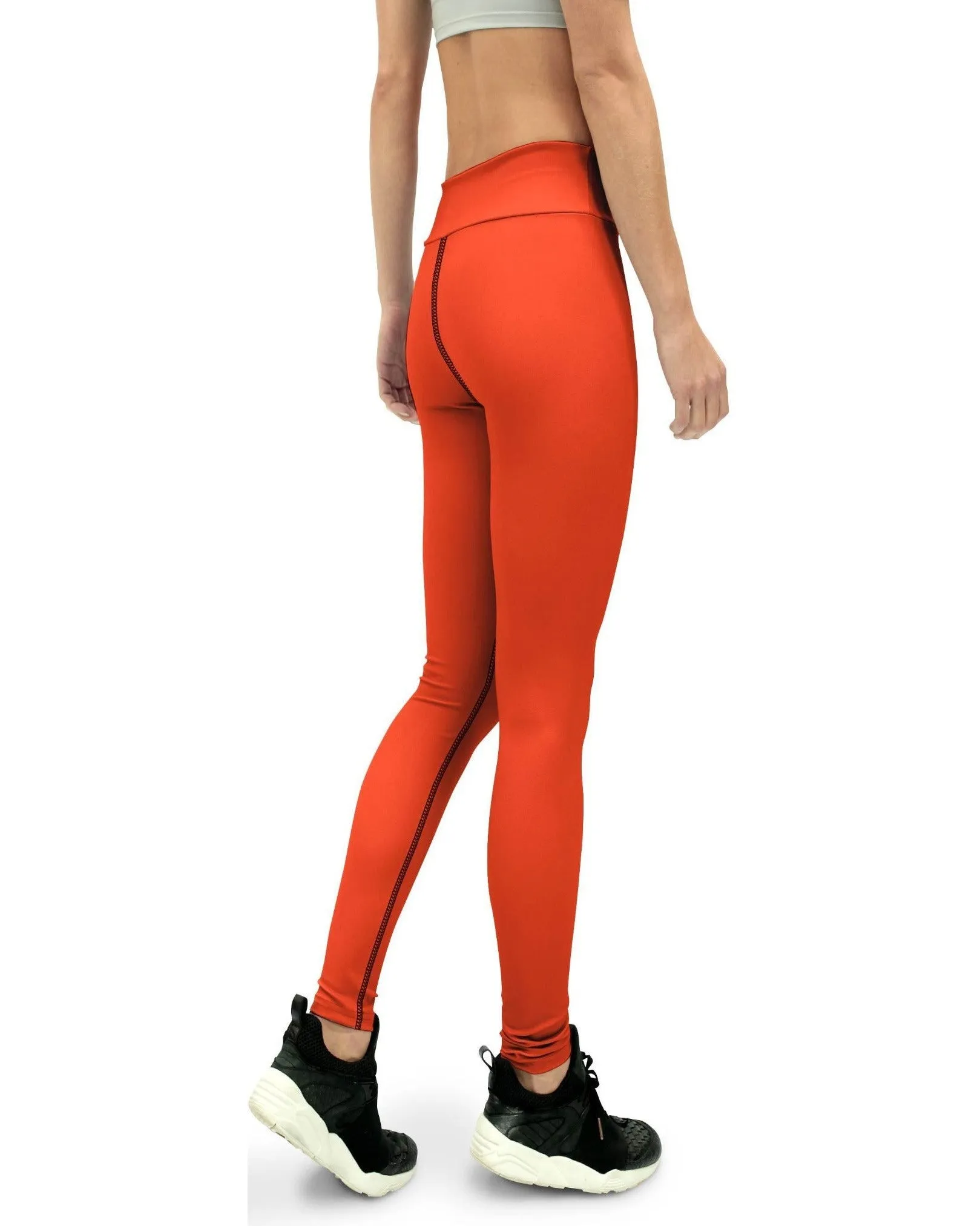 Solid Hot Orange Yoga Pants