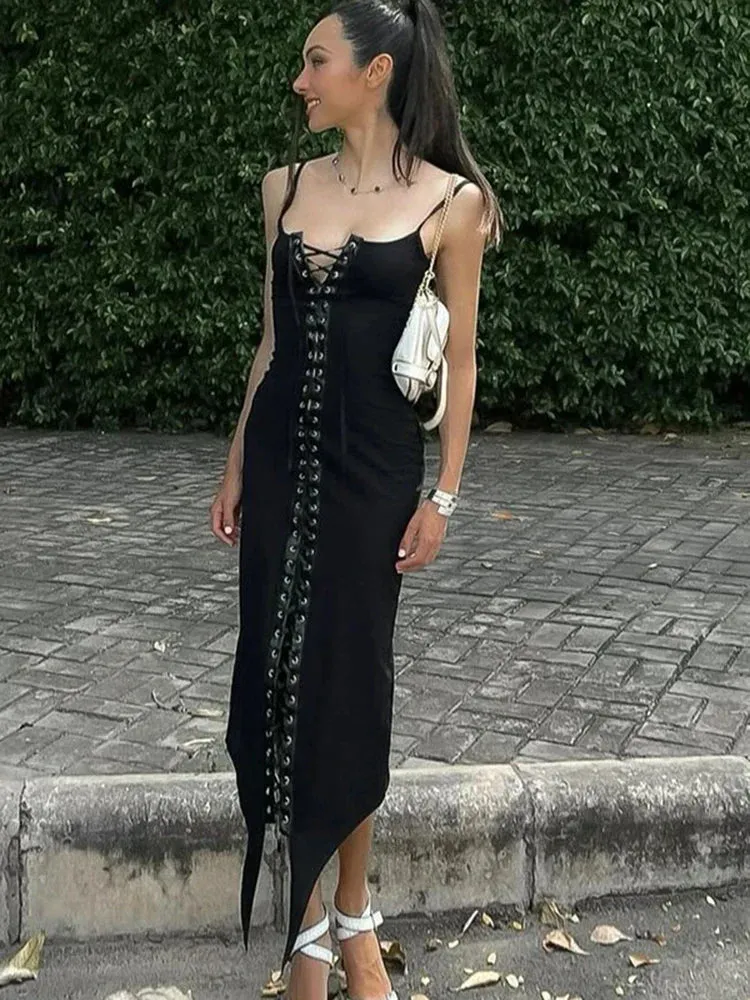 Suspender Stitching Women Maxi Up Club Maxi Lace Elegant Slim Dress Dress