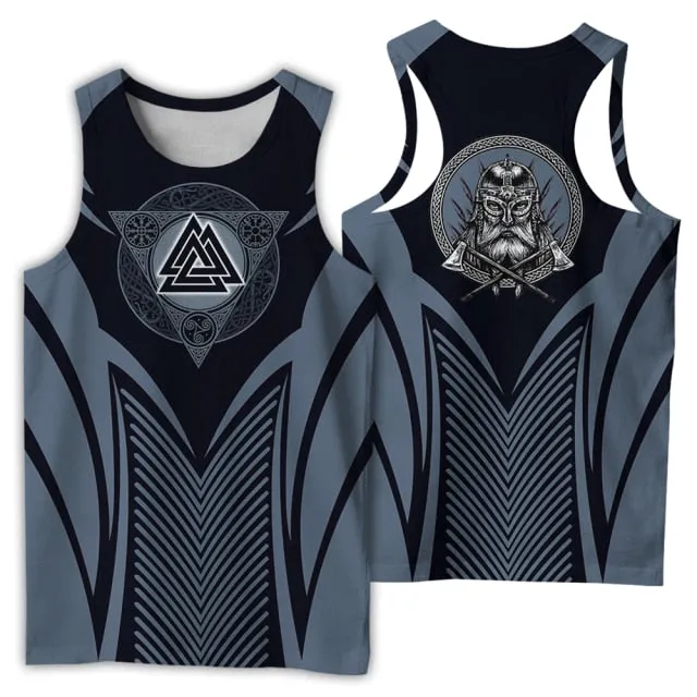 Viking symbol Tattoo Raven 3D Printed men shirt vest Harajuku Fashion Sleeveless T-shirt summer streetwear Unisex tank tops