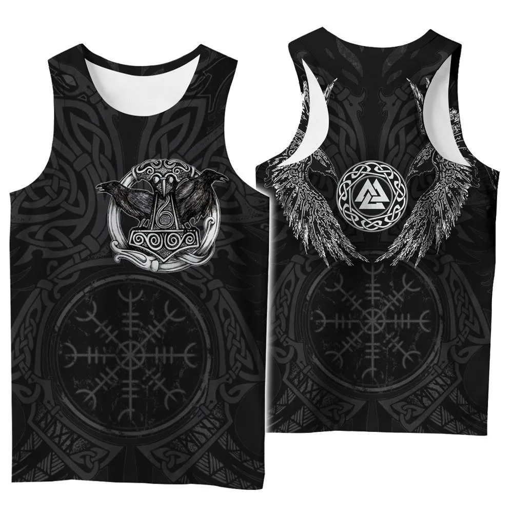 Viking symbol Tattoo Raven 3D Printed men shirt vest Harajuku Fashion Sleeveless T-shirt summer streetwear Unisex tank tops