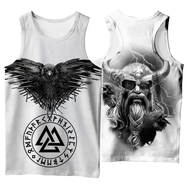 Viking symbol Tattoo Raven 3D Printed men shirt vest Harajuku Fashion Sleeveless T-shirt summer streetwear Unisex tank tops