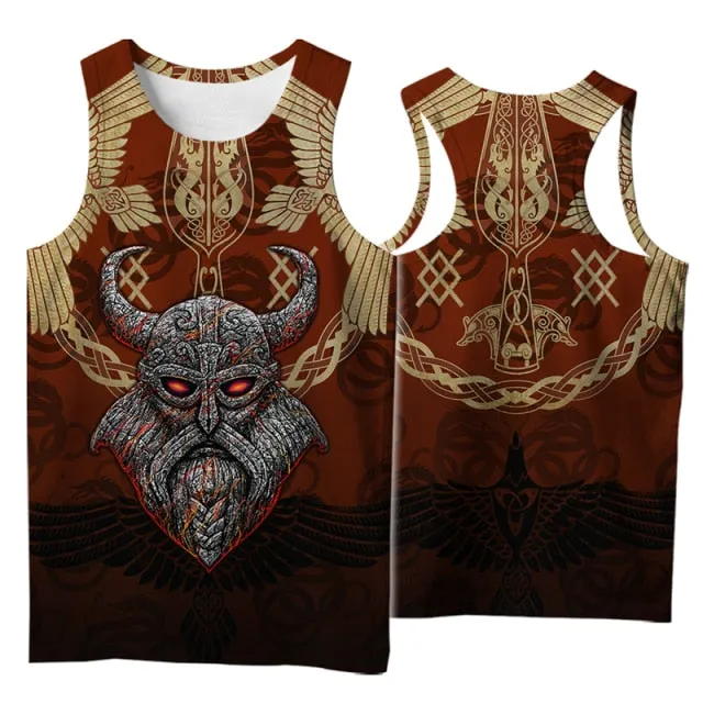 Viking symbol Tattoo Raven 3D Printed men shirt vest Harajuku Fashion Sleeveless T-shirt summer streetwear Unisex tank tops