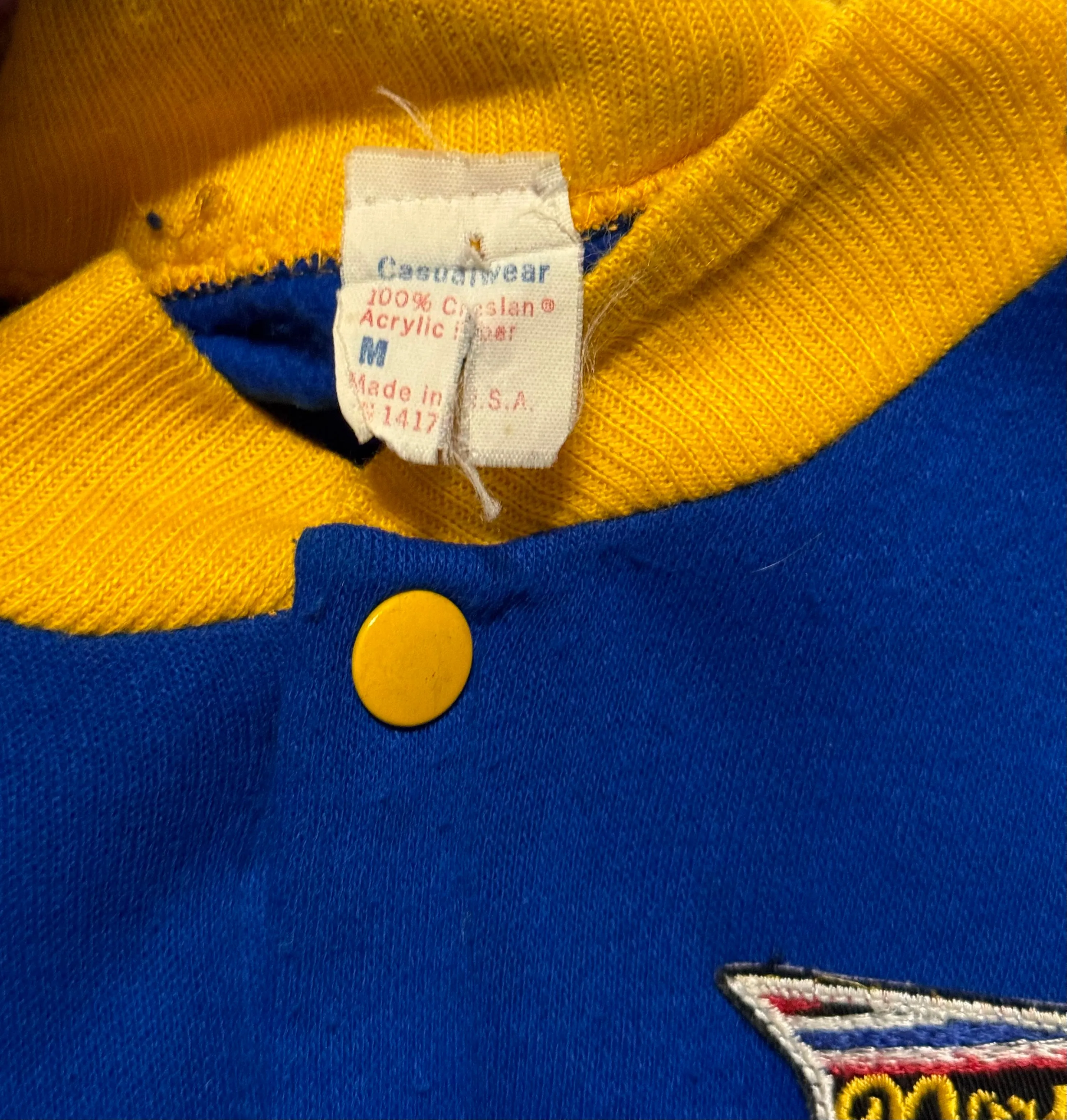 Vintage Blue Race Car Cardigan  (M)