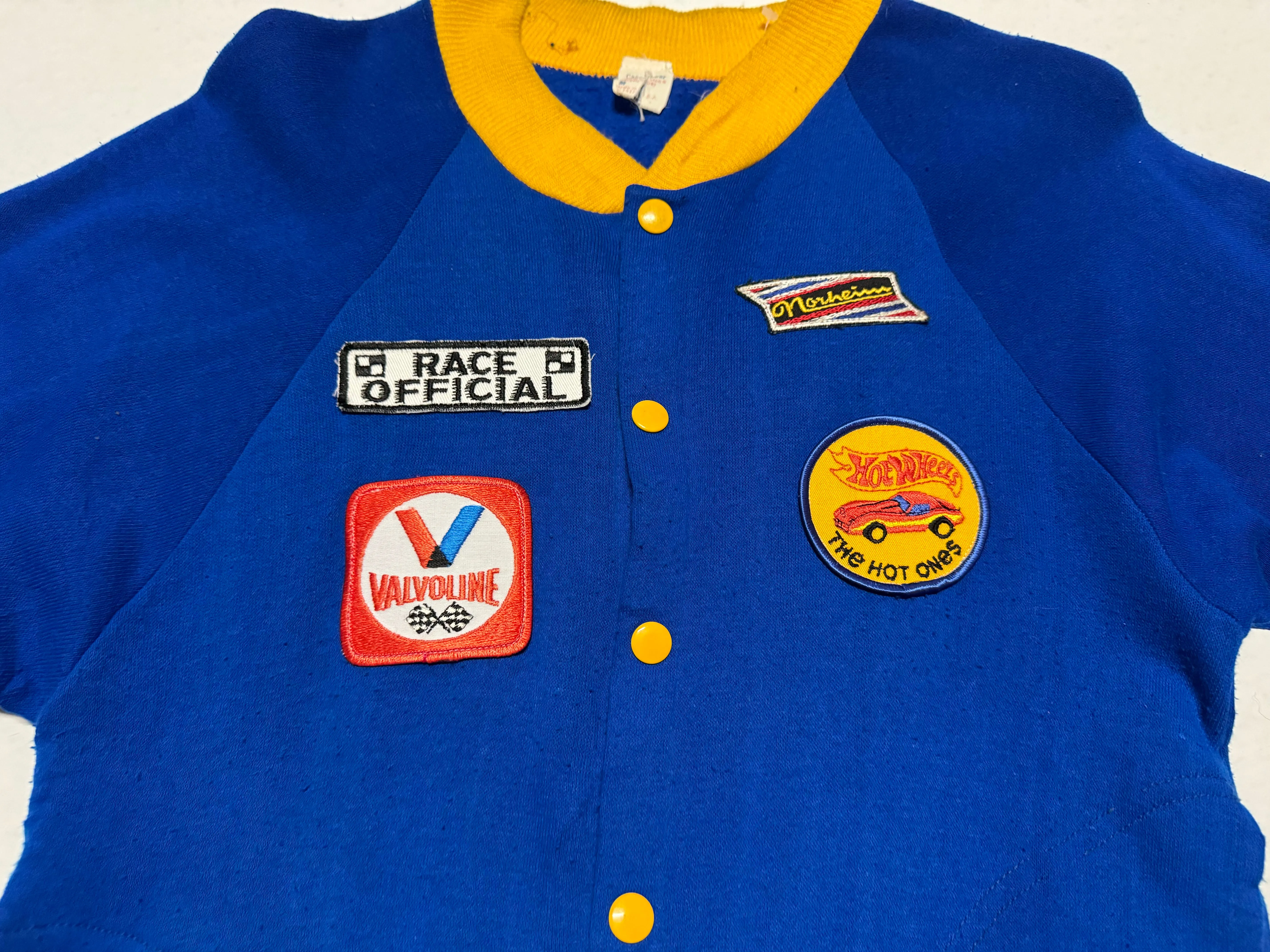 Vintage Blue Race Car Cardigan  (M)