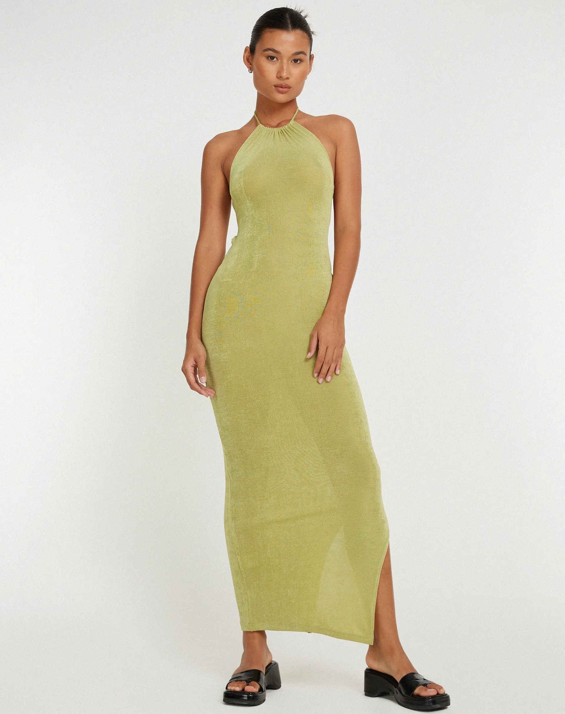 Virnilia Halterneck Maxi Dress in Lime