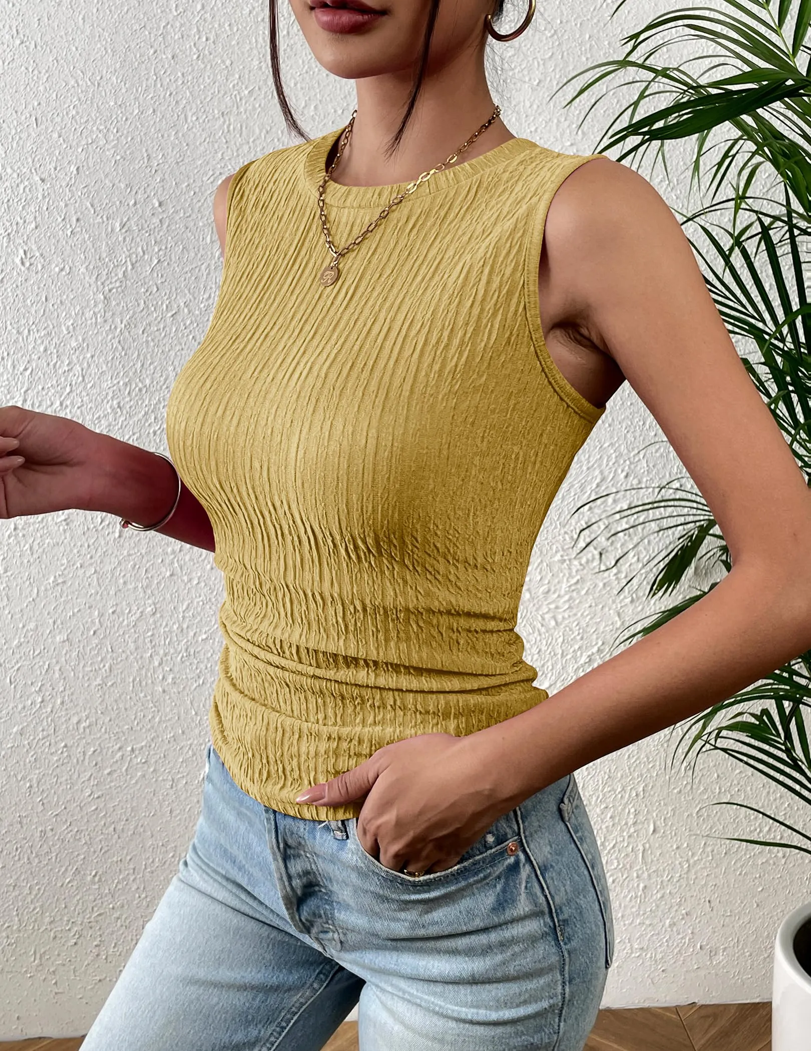 Zeagoo High Neck Tank Top Casual Ribbed Knit Shirts